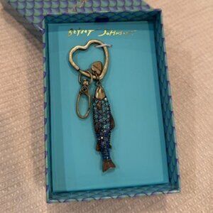 NIB BETSEY JOHNSON Crystal Sardine Fish Key Fob Bag Charm
